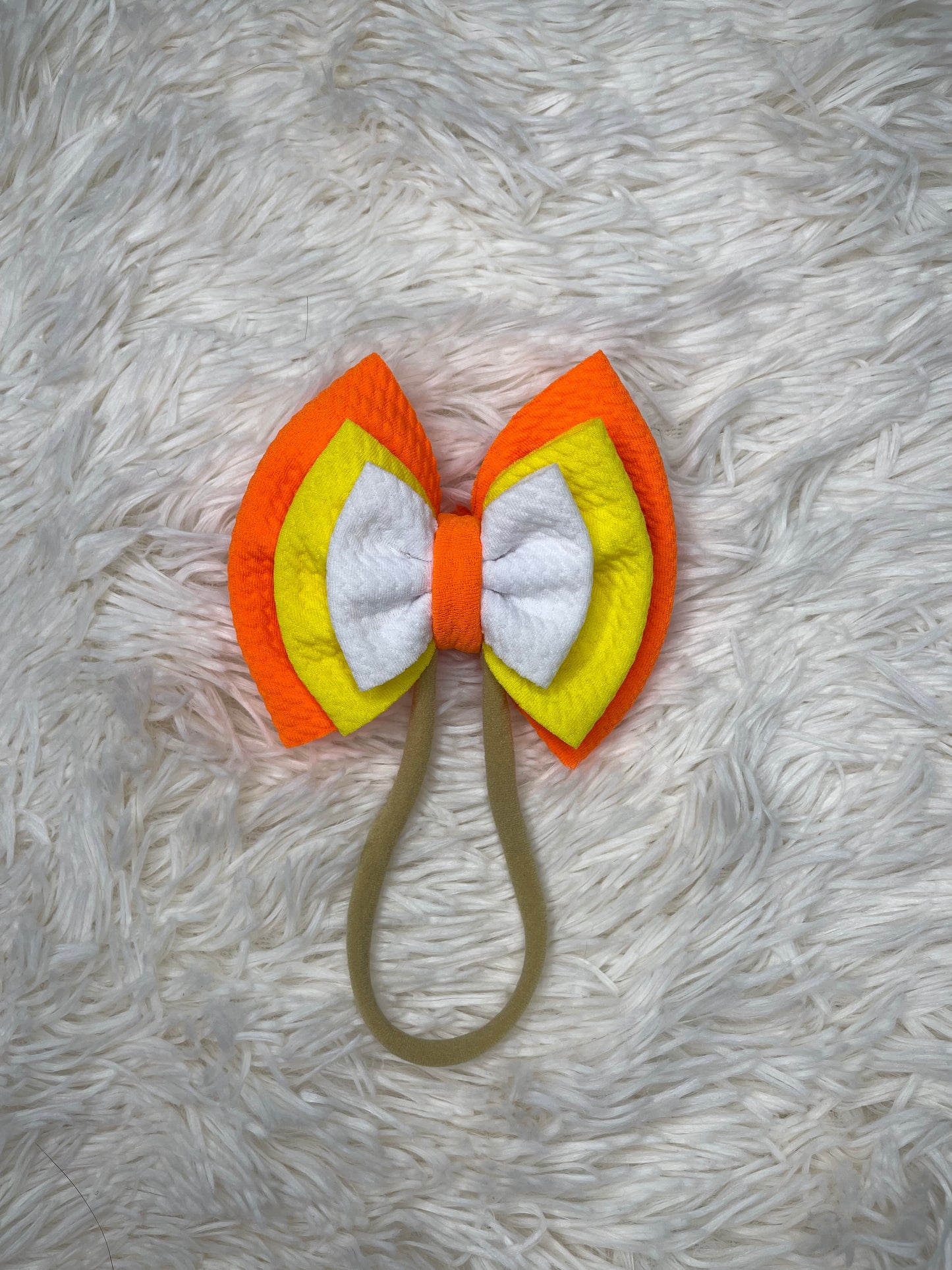 Candy Corn Single 4” Bow | CLIP OR NYLON