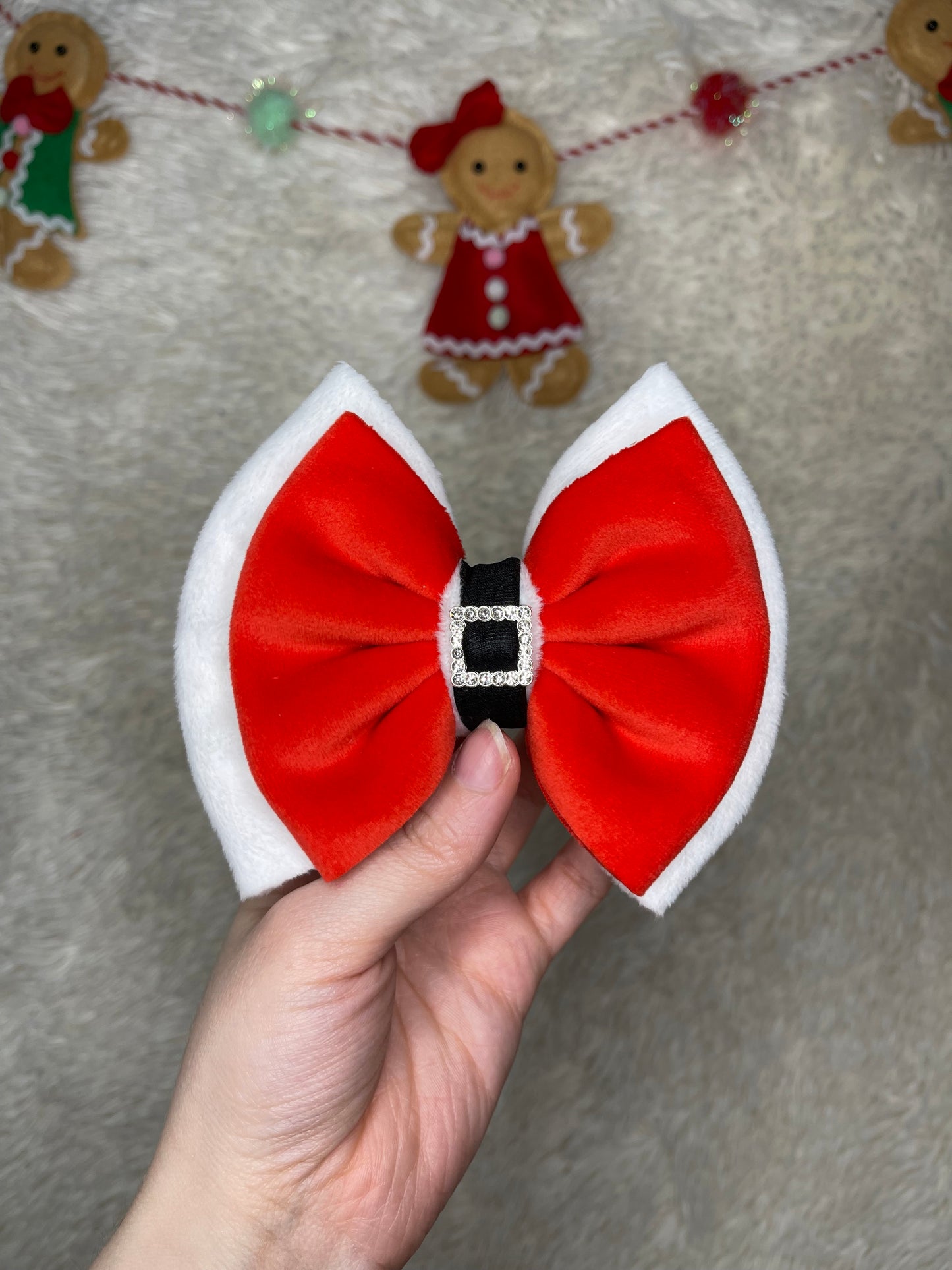 santa double stack single bow 5” (add clip or nylon to notes)