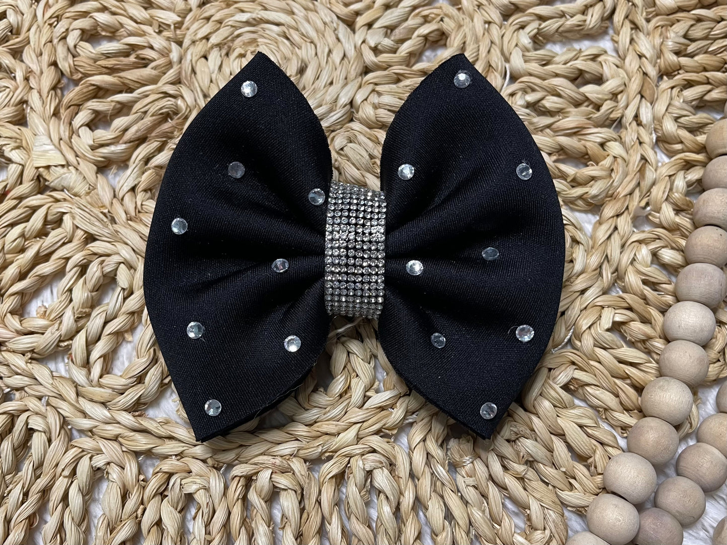 Rhinestone glam 5” bow (add clip or nylon to notes)